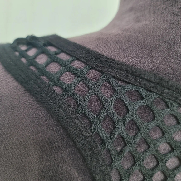 LILY BLEU BEACH Black Stretchy Fishnet Racer Tank Mini Dress Sleveless Sz S - Picture 8 of 11